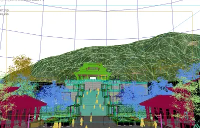 黄鹤楼公园东门整体场景3dmax模型,包含镜头动画