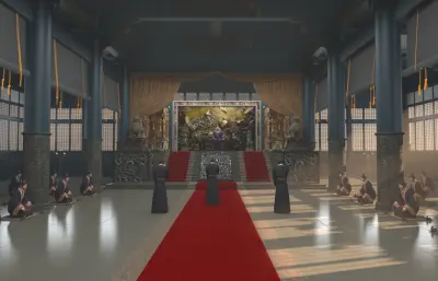 影视城之拍摄群臣上朝,电影拍摄上早朝场景3dmax模型