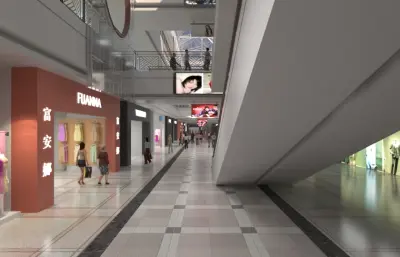 商场连廊,商场上下镜头动画