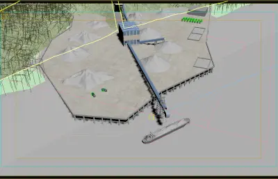 矿区骨料装船 码头物料装船3dmax模型