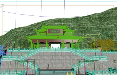 黄鹤楼公园东门整体场景3dmax模型,包含镜头动画