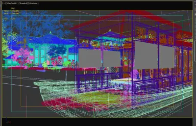 影视城古装女孩抚琴镜头动画3dmax模型