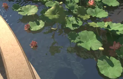 池塘荷花鱼 荷花池小鱼游动 镜头动画