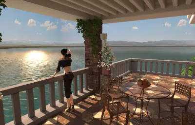 湖景房阳台观景镜头动画3dmax模型