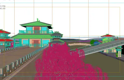 影视城-城门吊桥放下+镜头动画3dmax模型