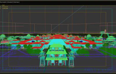 影视城之鸟瞰平推镜头动画3dmax模型