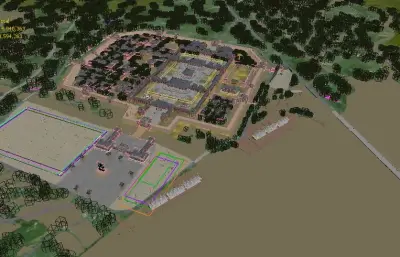 影视城白天全景鸟瞰3dmax模型
