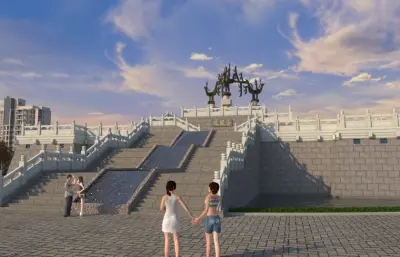 湖北鄂州之凤凰台3dmax模型,镜头动画