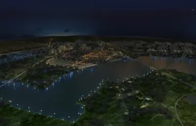 影视城全景,影视城大夜景,包含影视动画