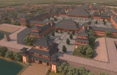 影视城之俯视大门全景3dmax模型