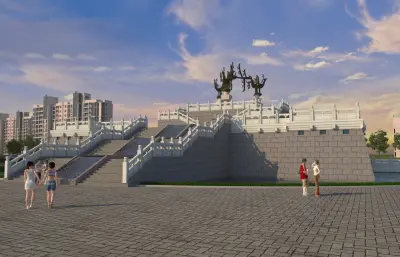 湖北鄂州之凤凰台3dmax模型,镜头动画