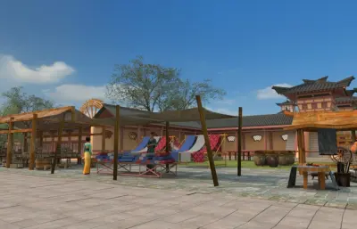 影视城古街场景3dmax模型+镜头动画