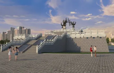 湖北鄂州之凤凰台3dmax模型,镜头动画