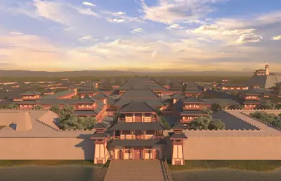 影视城之鸟瞰平推镜头动画3dmax模型