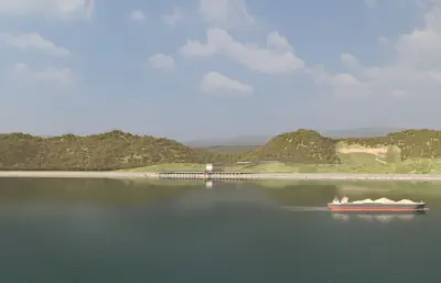 矿区矿山码头 湖边码头,包含镜头动画