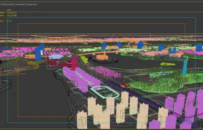 湖北鄂州之城市鸟瞰3dmax模型