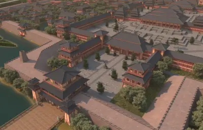 影视城之俯视大门全景3dmax模型