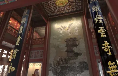 黄鹤楼内部镜头动画3dmax模型