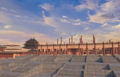 影视城建筑生成动画3dmax模型