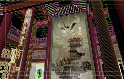 黄鹤楼内部镜头动画3dmax模型