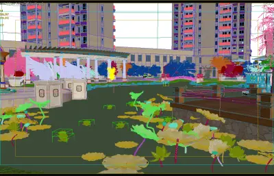 通用类之园林小景,小区景色,包含完整镜头动画