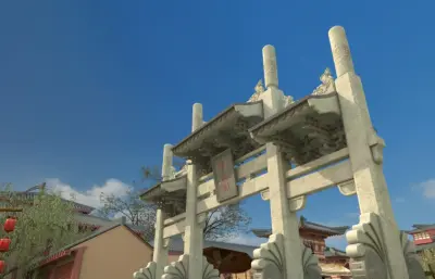 影视城之古街牌坊3dmax模型