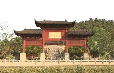 黄鹤楼公园东门整体场景3dmax模型,包含镜头动画
