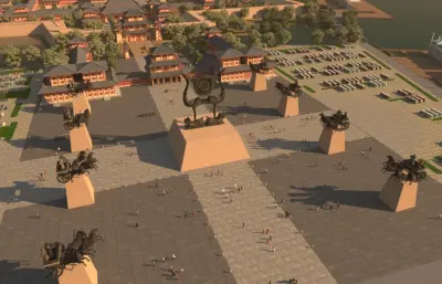 影视城前广场场景3dmax模型