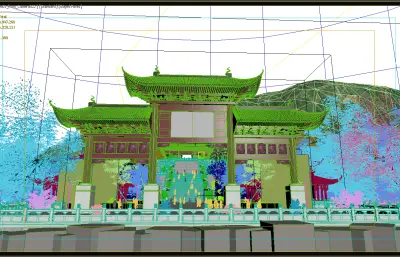 黄鹤楼公园东门整体场景3dmax模型,包含镜头动画