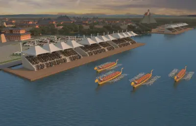 影视城之龙舟比赛大场景3dmax模型