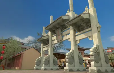 影视城之古街牌坊3dmax模型