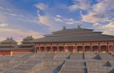 影视城建筑生成动画3dmax模型