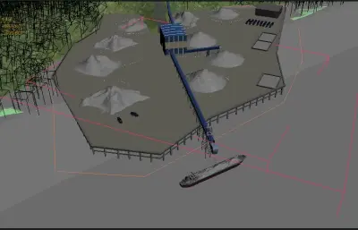 矿区骨料装船 码头物料装船3dmax模型