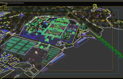 影视城白天全景鸟瞰3dmax模型