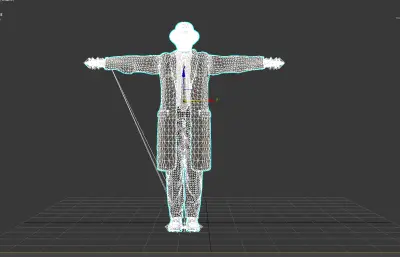 多功能黑人,名侦探3D角色模型 完全绑定/表情
