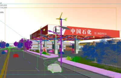 加油站镜头动画3dmax模型