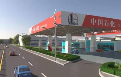 加油站镜头动画3dmax模型