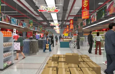 生活超市内部平推镜头动画3dmax模型