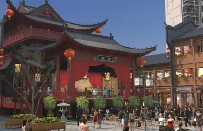 古街大戏台3dmax模型+镜头动画