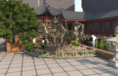 古街漫游 商业街漫游动画3dmax模型(网盘下载)