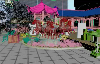 古街漫游 商业街漫游动画3dmax模型(网盘下载)