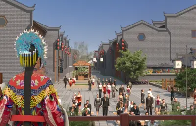古街大戏台3dmax模型+镜头动画