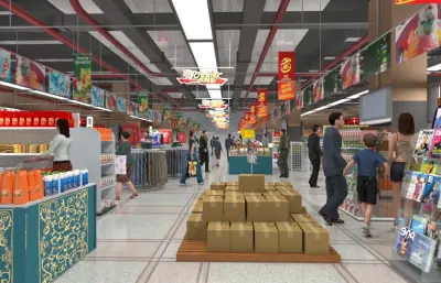 生活超市内部平推镜头动画3dmax模型