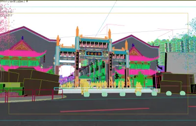 香城古街,商业街后拉镜头动画3dmax模型