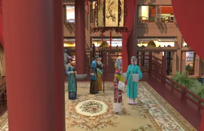古街大戏台3dmax模型+镜头动画