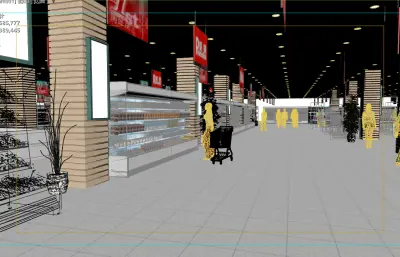 大型生活超市镜头动画3dmax模型