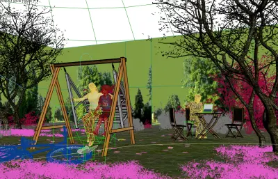 公园荡秋千游玩镜头动画3dmax模型