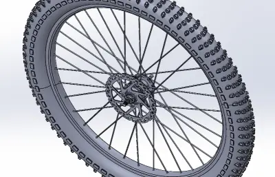 自行车前轮总成 自行车辐条轮solidworks模型
