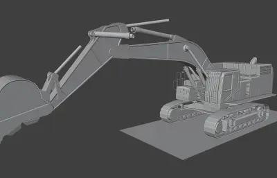 工程车,履带式挖掘机工作写实动画,blender模型