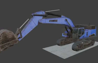 工程车,履带式挖掘机工作写实动画,blender模型
